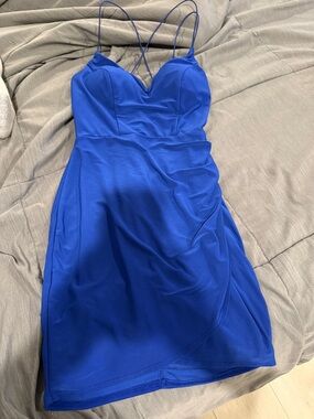 B Darlin Royal Blue Spaghetti-Strap Sweetheart Mini Dress